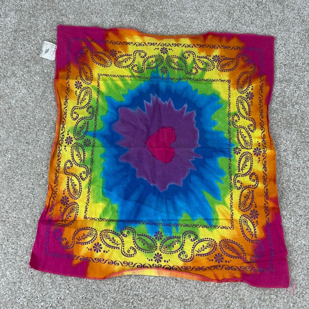 Little Brownie Bakers Tie Dye Bandana Rainbow Heart Paisley Cotton Scarf